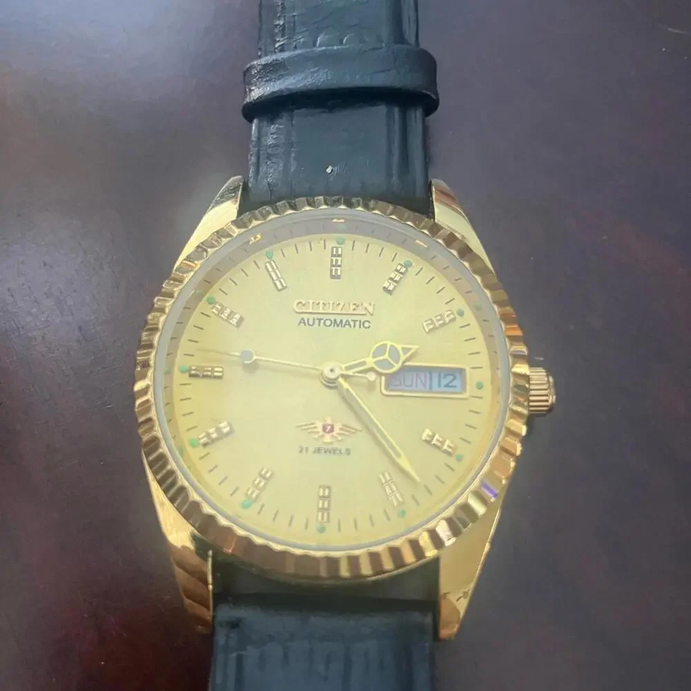 💁🏽‍♂️‎ Citizen Gold Watch with Black Strap 36mm Fluted Day Date Men’s Watch